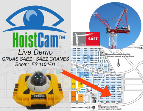 HoistCam live demo at Grúas Sáez booth FS 1104/01, bauma 2016