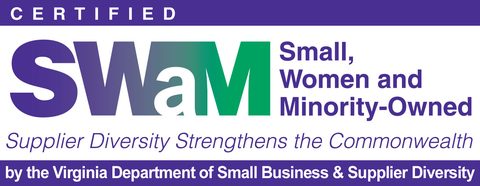Certified SWaM (Small, Women and Minority-Owned) logo, Virginia Department of Small Business and Supplier Diversity
